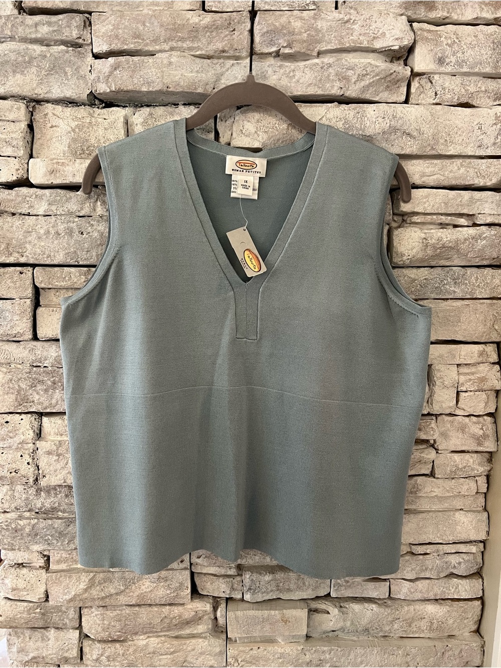 Talbots Silk Blend Sleeveless V-Neck Knit Tank Top Womens Size 1X Petite
